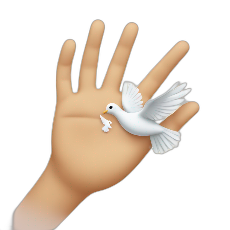 hand peace sign hand with a dove emoji