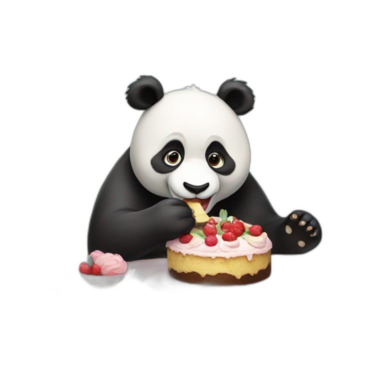 Panda eating cake emoji