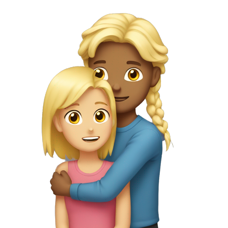 girl is huging a blond boy emoji