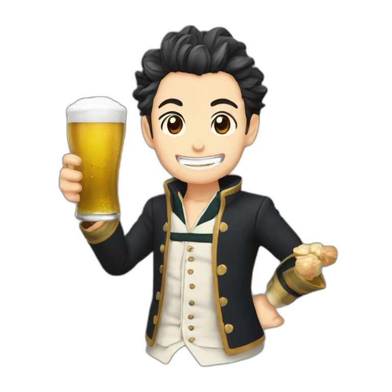 Tanjiro qui boit de la bière emoji
