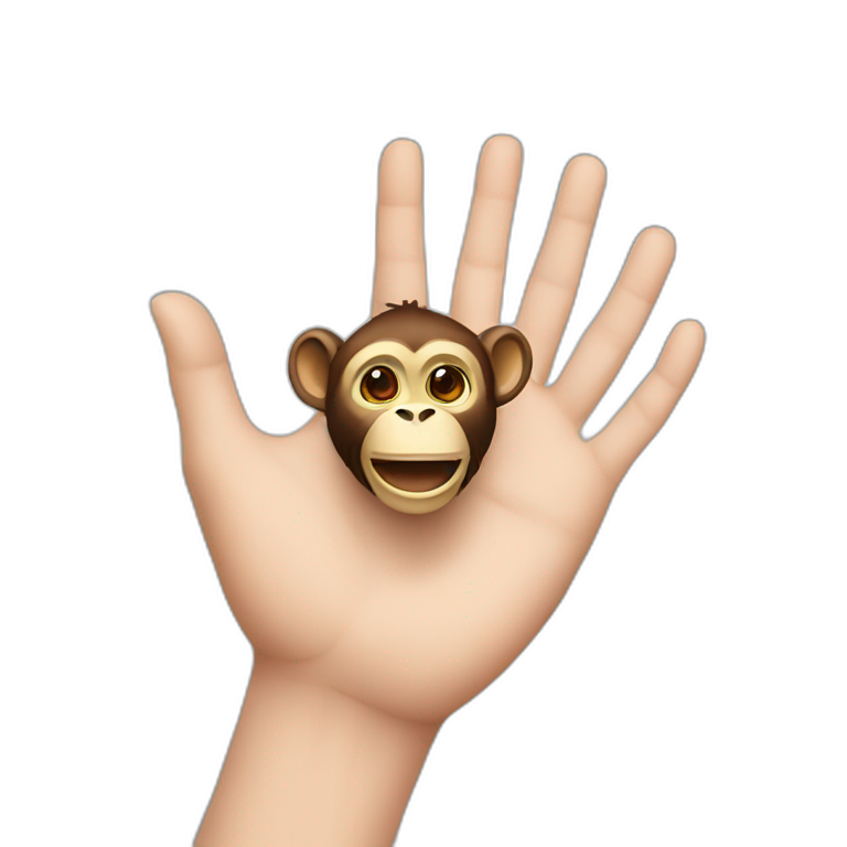 hand with monkey head emoji