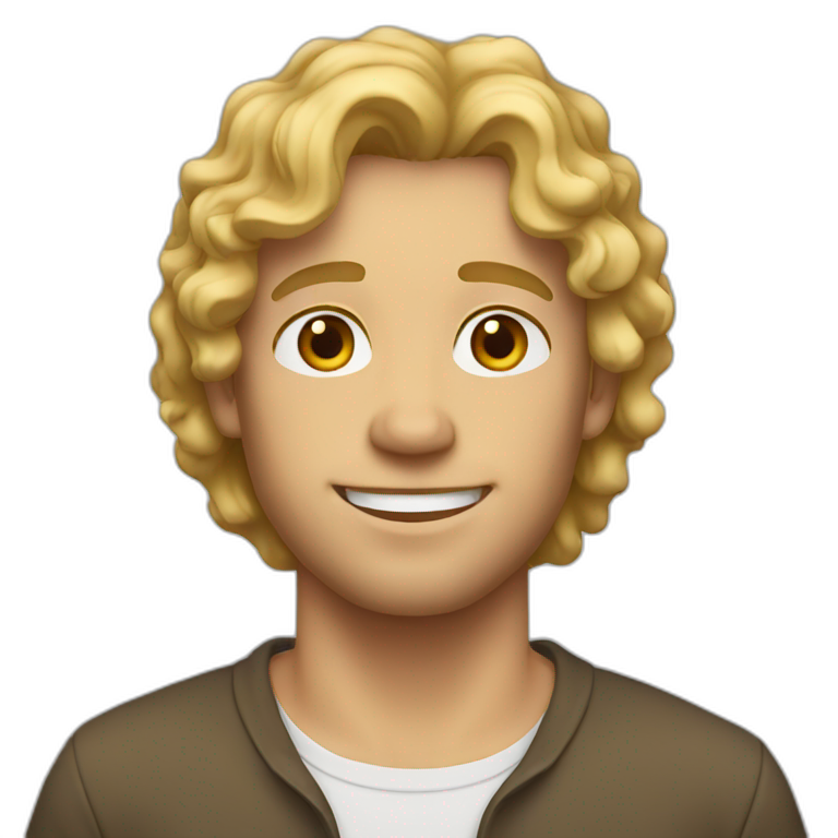  Blond guy with brown curly hair emoji