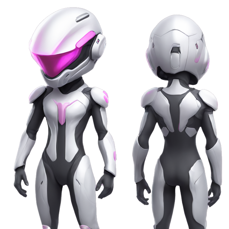 White Lizard-Reptile-Raptor-Alien-Genesect-Mewtwo-Fakémon, with pink eyes, with a futuristic visor-helmet, wearing a techwear-suit, Full Body emoji