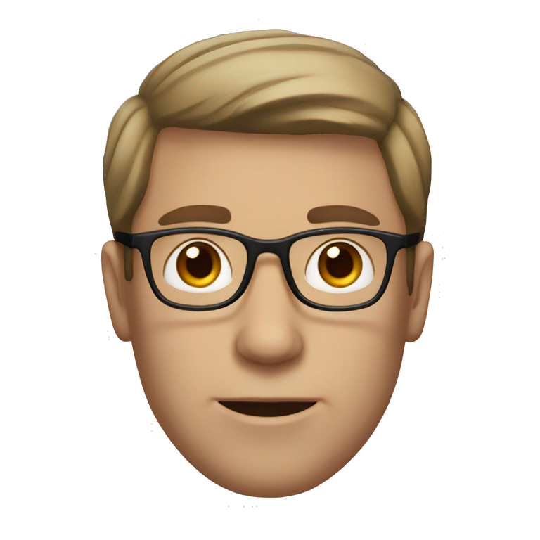 White man with short and brown hair using glasses emoji