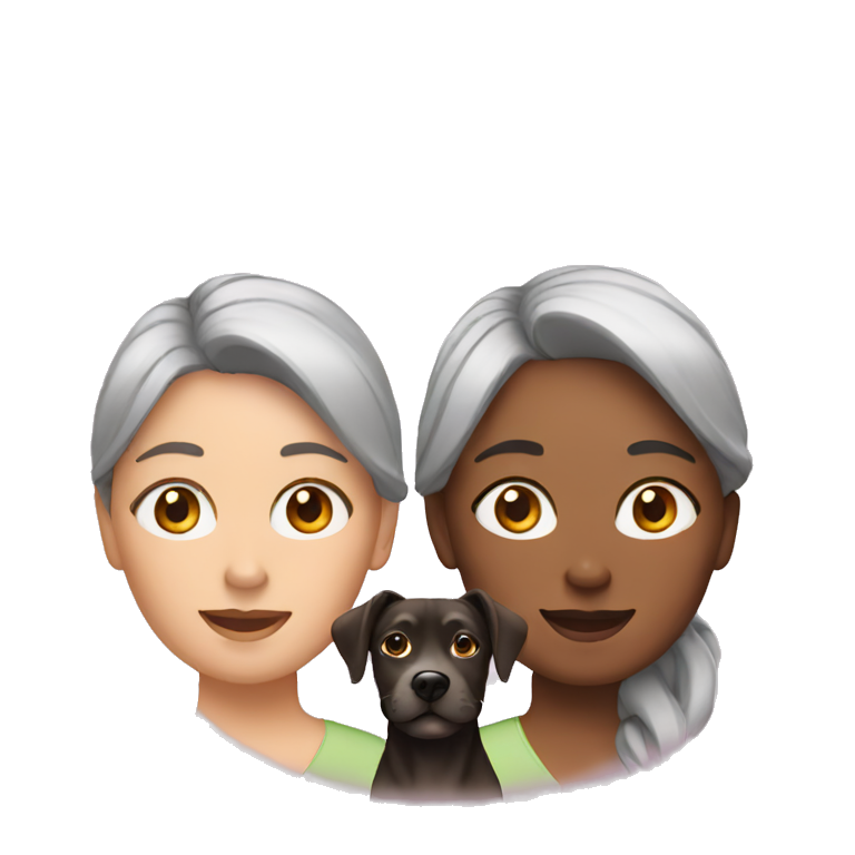 two women with a dog emoji