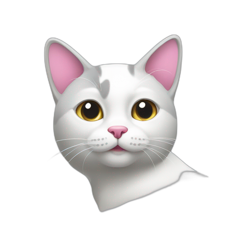 grey and white cat with pink nose emoji