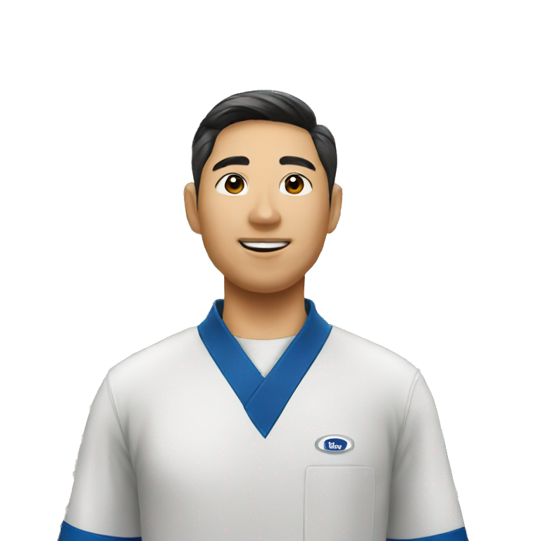 korean man in kroger uniform standing  emoji