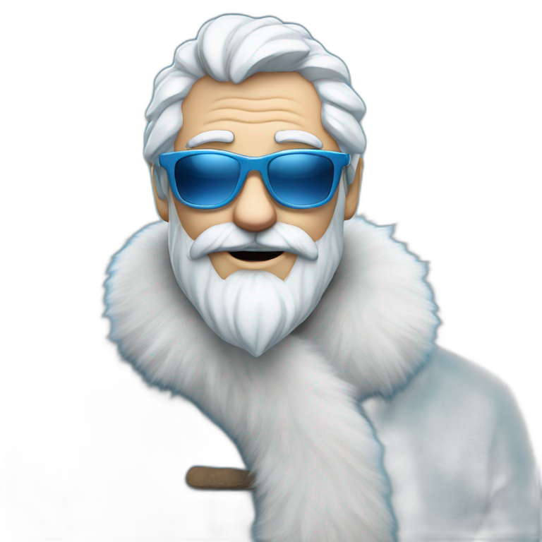 cool Father Frost in sunglasses glasses in a blue fur coat emoji