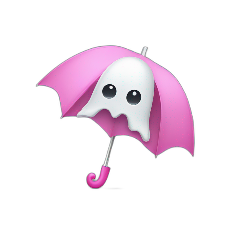 sad halloween ghost with a pink umbrella emoji