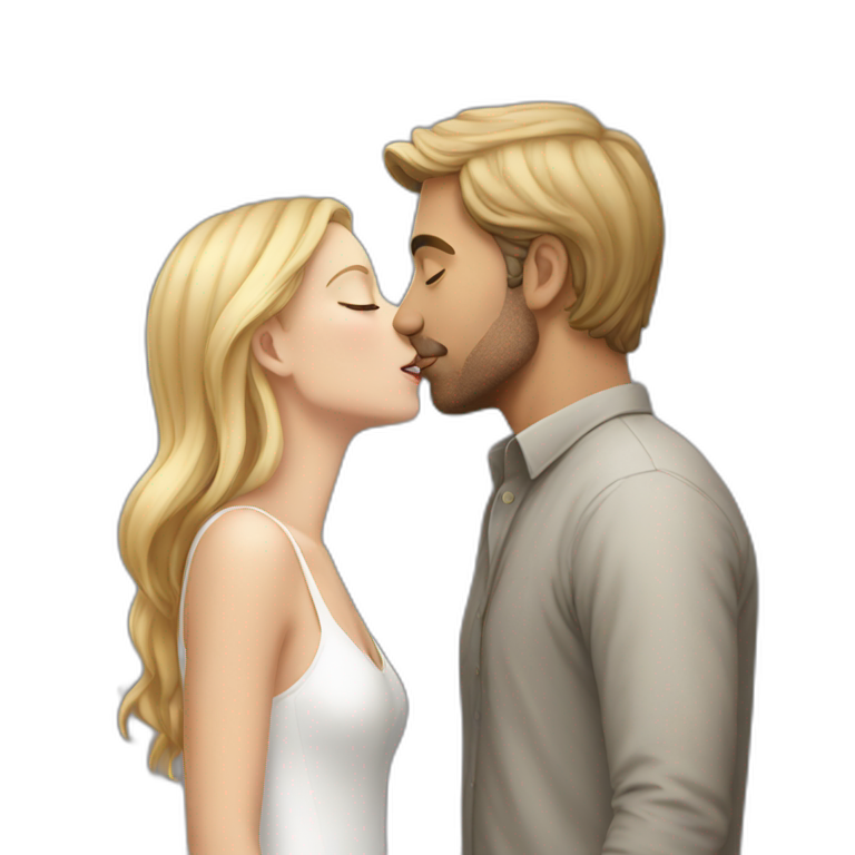a white man kiss a white girl emoji