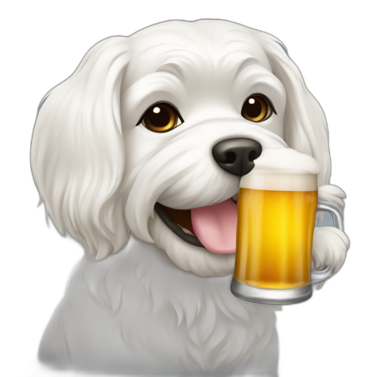 Dog Maltese drinking beer emoji