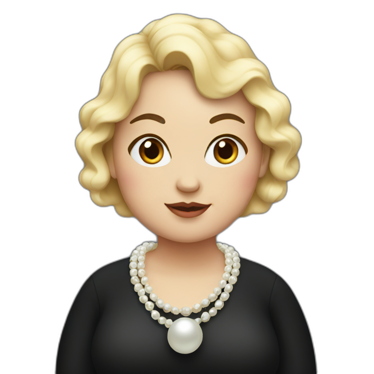 fat girl wearing a pearl necklace and a black coat emoji