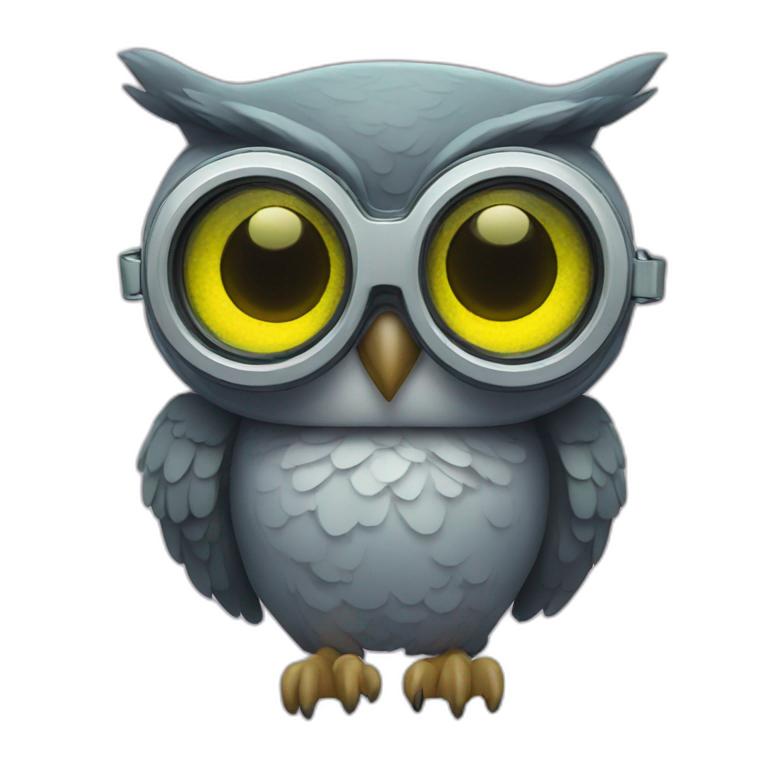 Owl with night vision goggles emoji