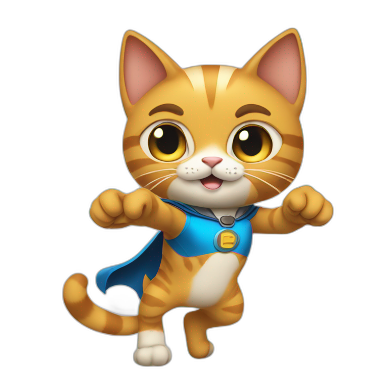 super hero cat pointing front emoji