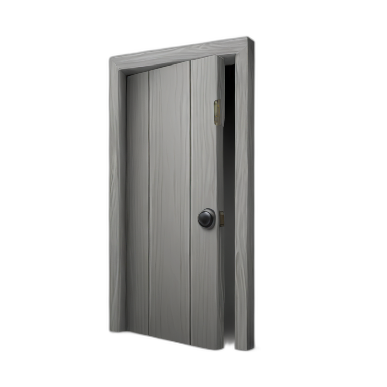 One gray wood open door perspective emoji