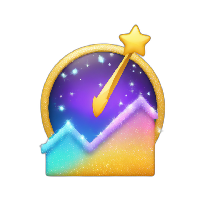 cute marketing graph with sparkle at the peak emoji