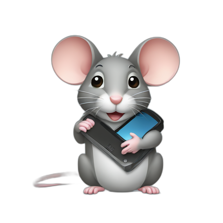 mouse holding computer mouse emoji