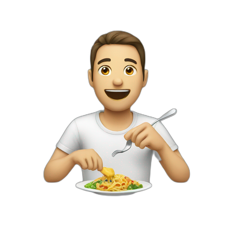 A man eating emoji