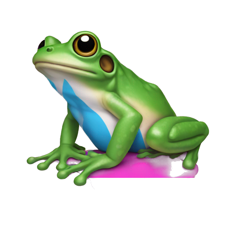 Trans flag coloured frog emoji
