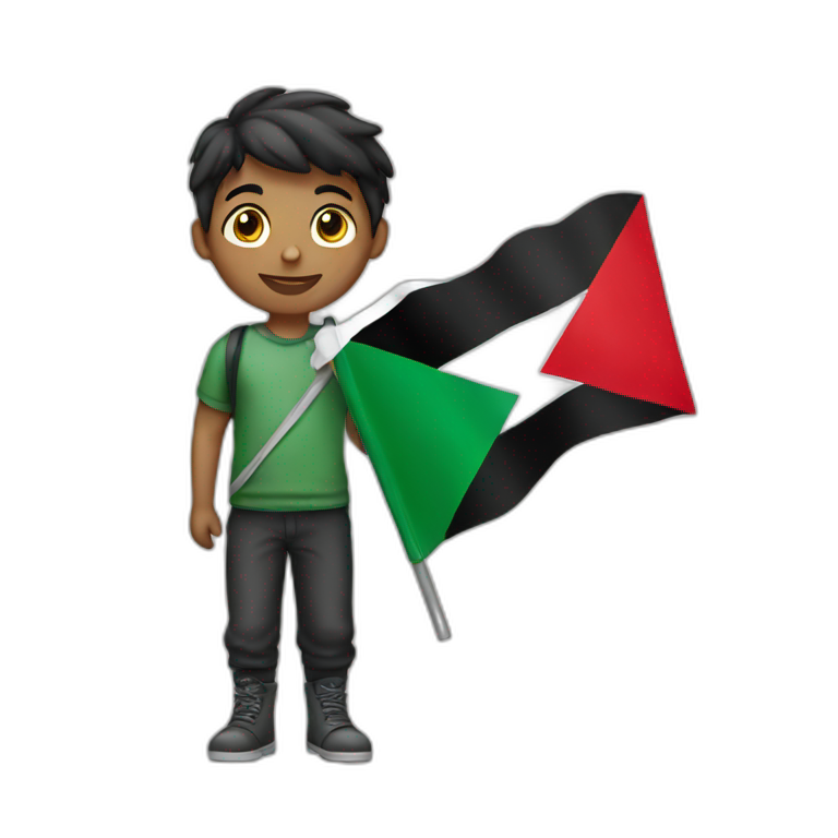 Boy holding Palestine flag  emoji