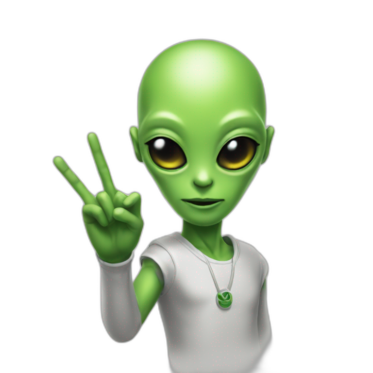 alien + peace hand sign emoji