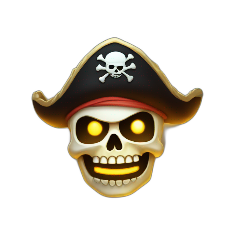 crazy pirate skull glowing emoji