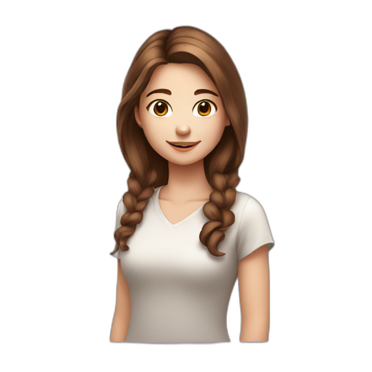 White cute girl with brown hair taking selfie emoji