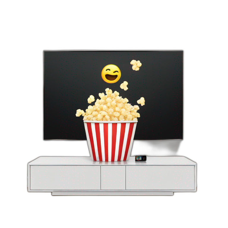 Netflix on a TV screen qnd popcorn emoji