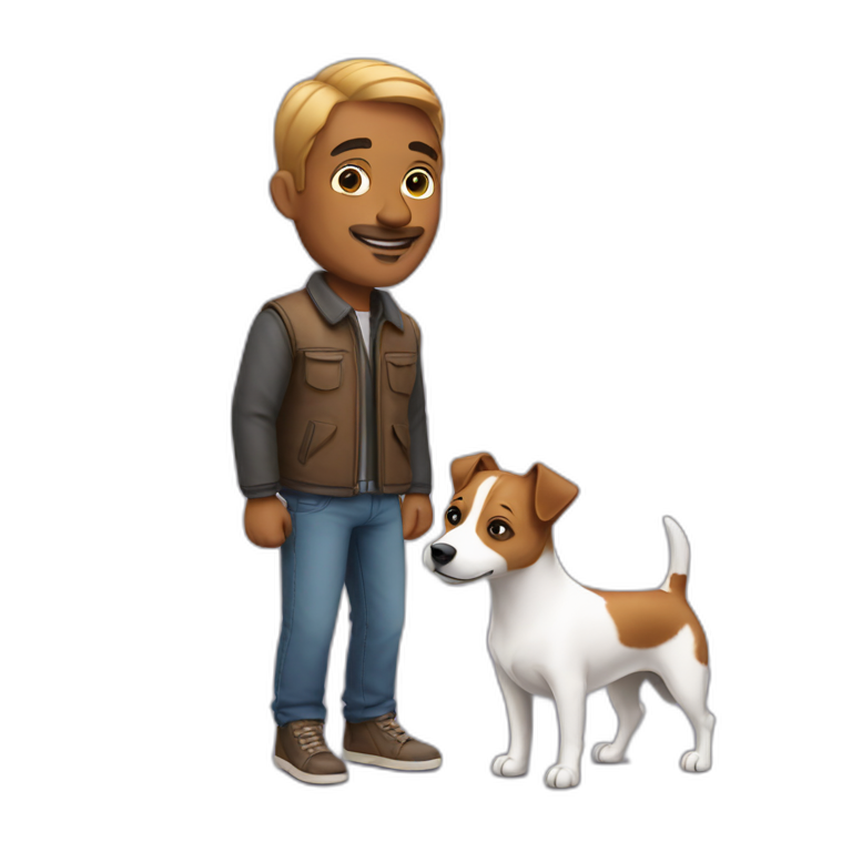 Man with jack russell terrier dog emoji