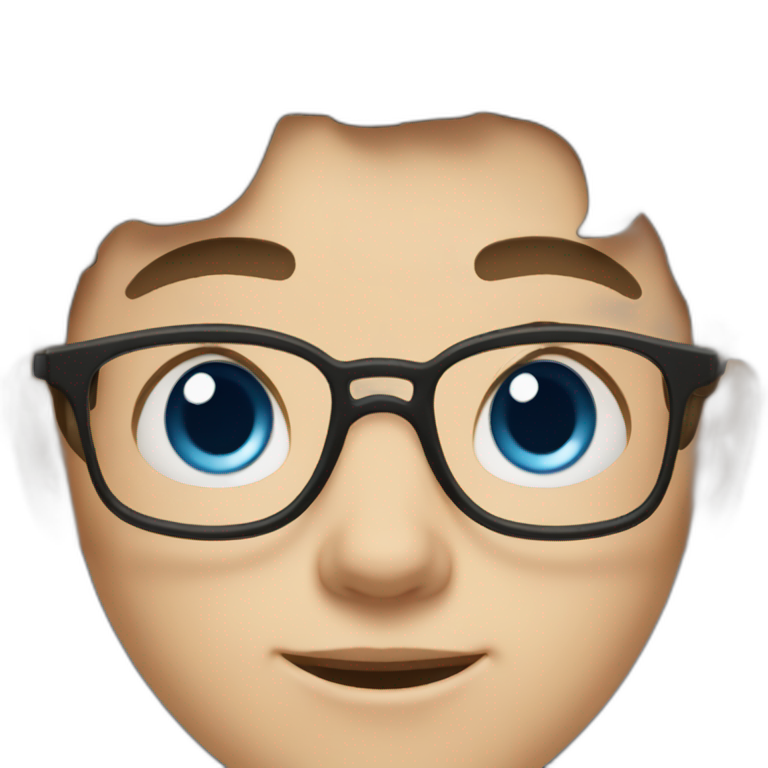 11 year old boy with brown hair and blue eyes with glasses as a fortnight charater emoji