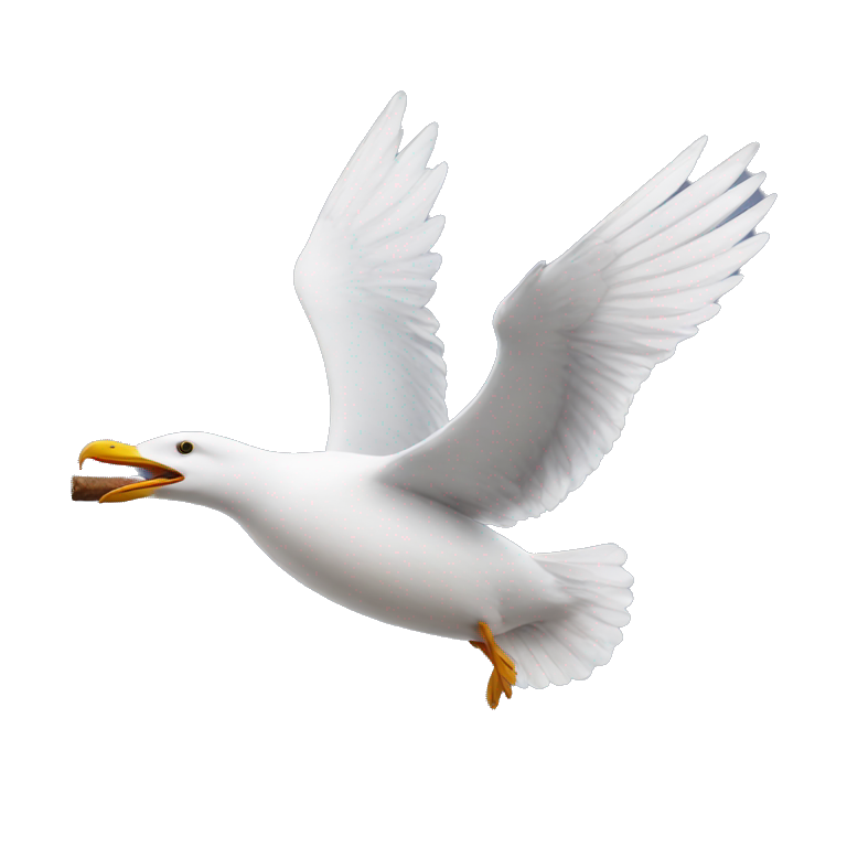 Seagull flying with cigar emoji