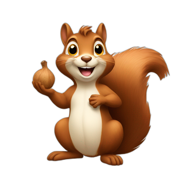 a satisfied squirrel holds a large nut emoji