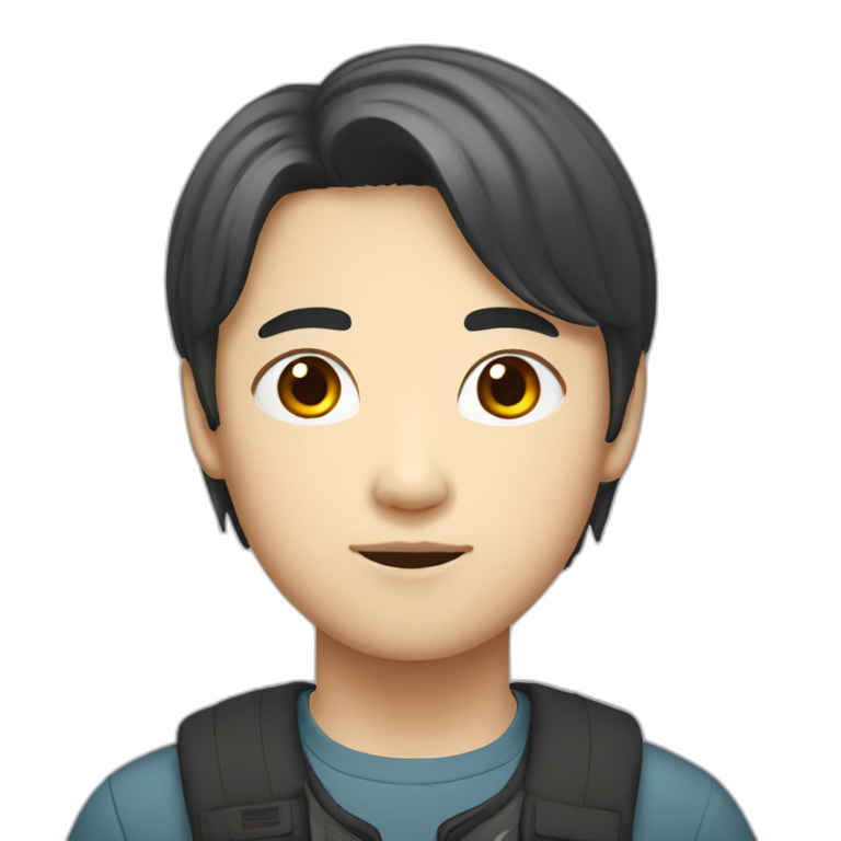 korean young male with middle part hair emoji