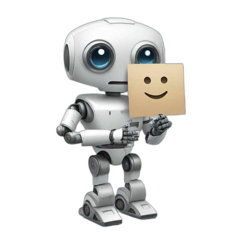 ai robot holding a sign emoji