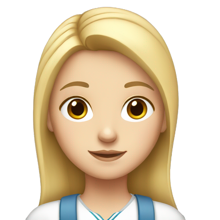 a young white girl, with school wear emoji