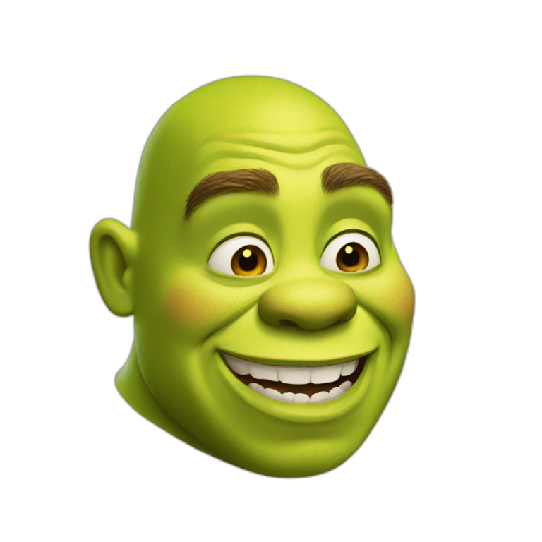 Shrek with happy face emoji