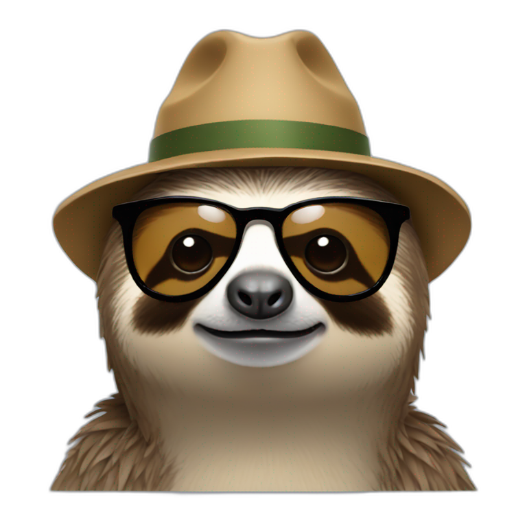 Sloth with sunglasses and hat  emoji