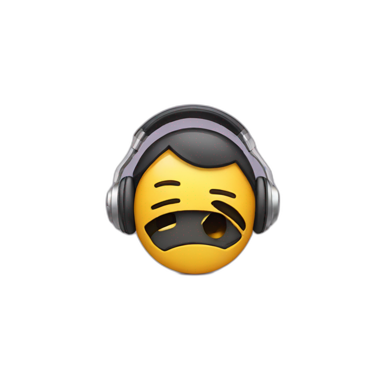 Sad emoji with headphones  emoji