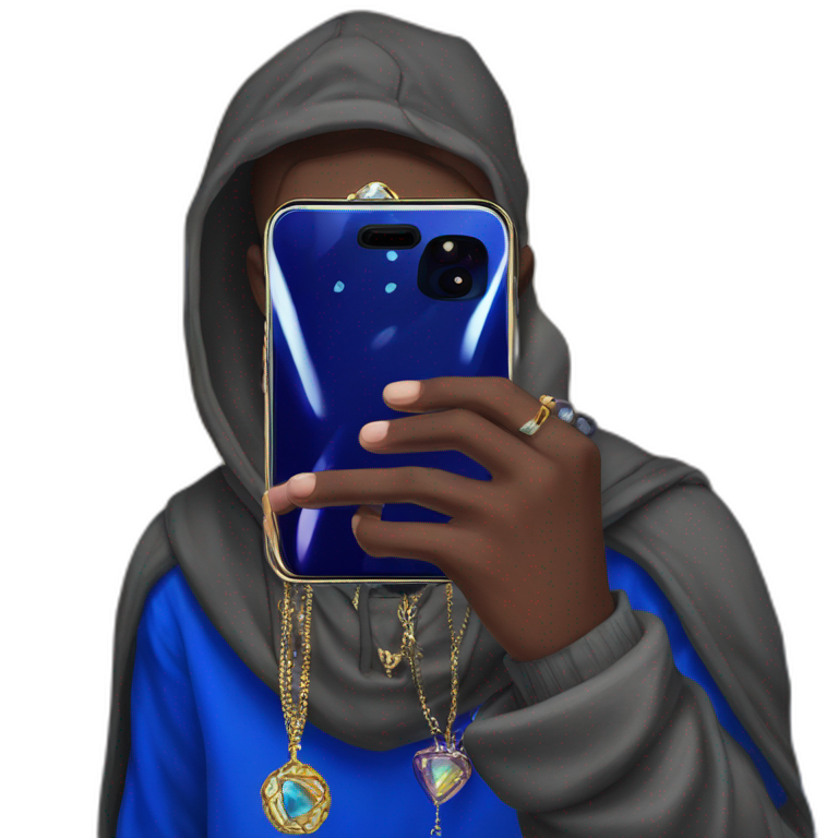 boy with jewelry and phone emoji