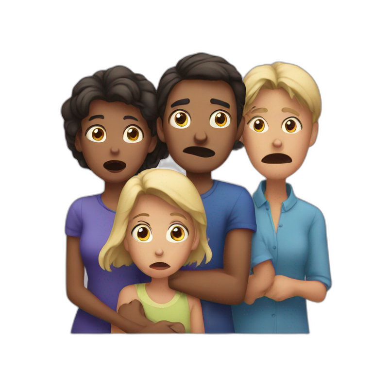 Scared family of 4 people emoji