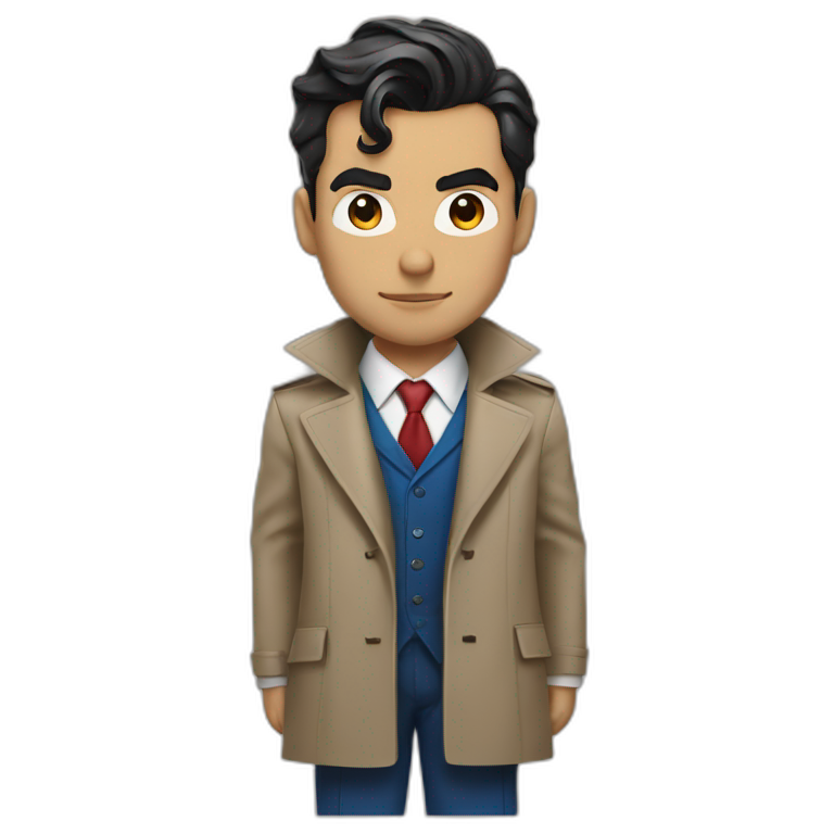 superman in a business suit and a trench coat takes the stand emoji