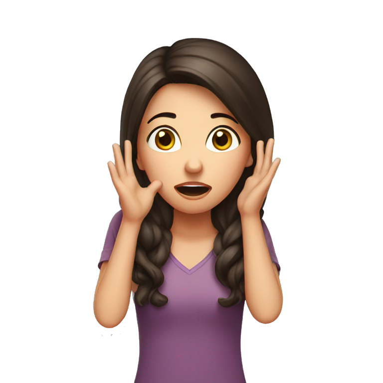 surprised brunette girl with hand on her head emoji