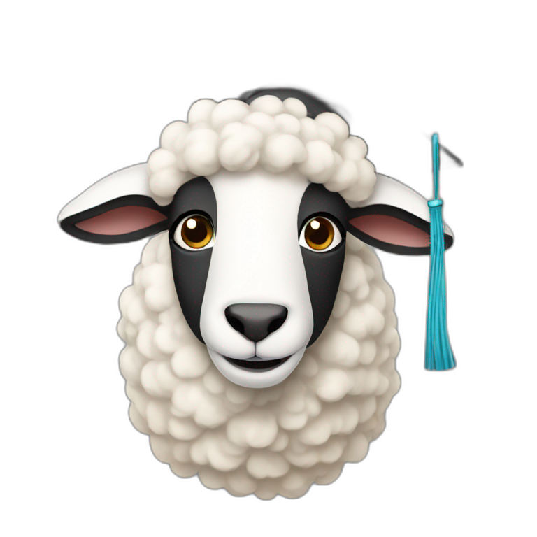 Sheep graduating emoji