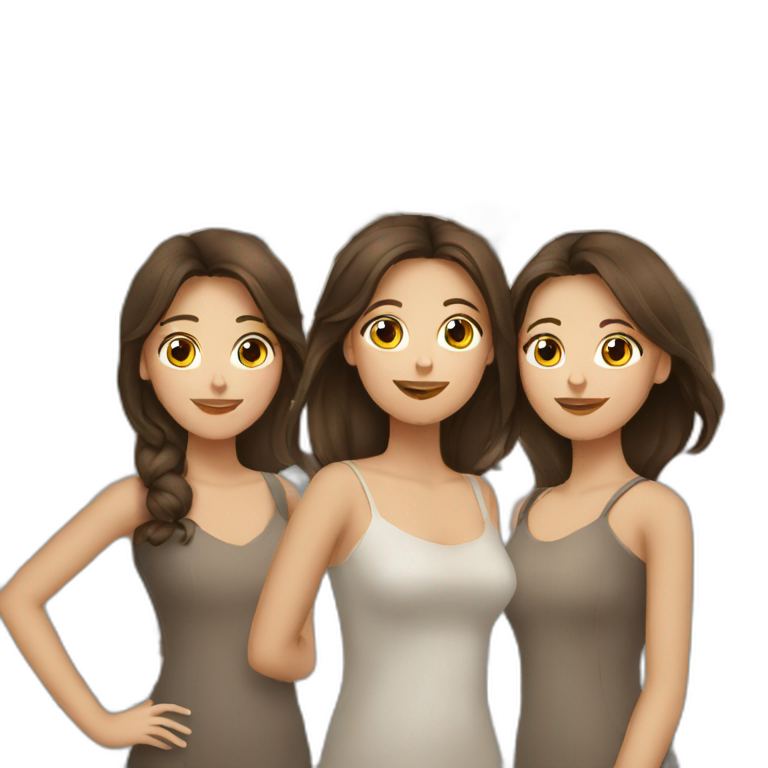 three brunette girls in europe emoji
