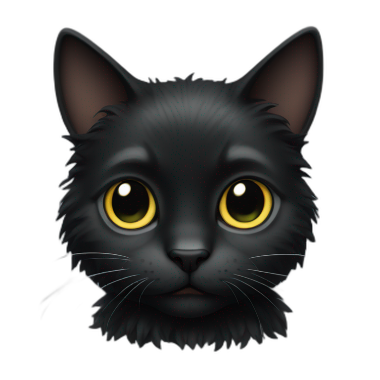 Fluffy black cat full body emoji