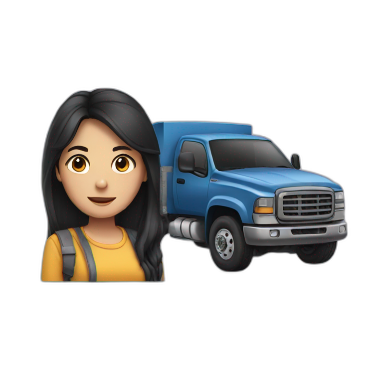 Truck and girl with dark hair emoji