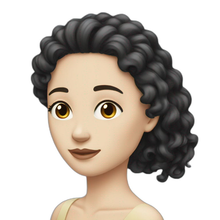 Thin pale woman very long black hair curly  emoji