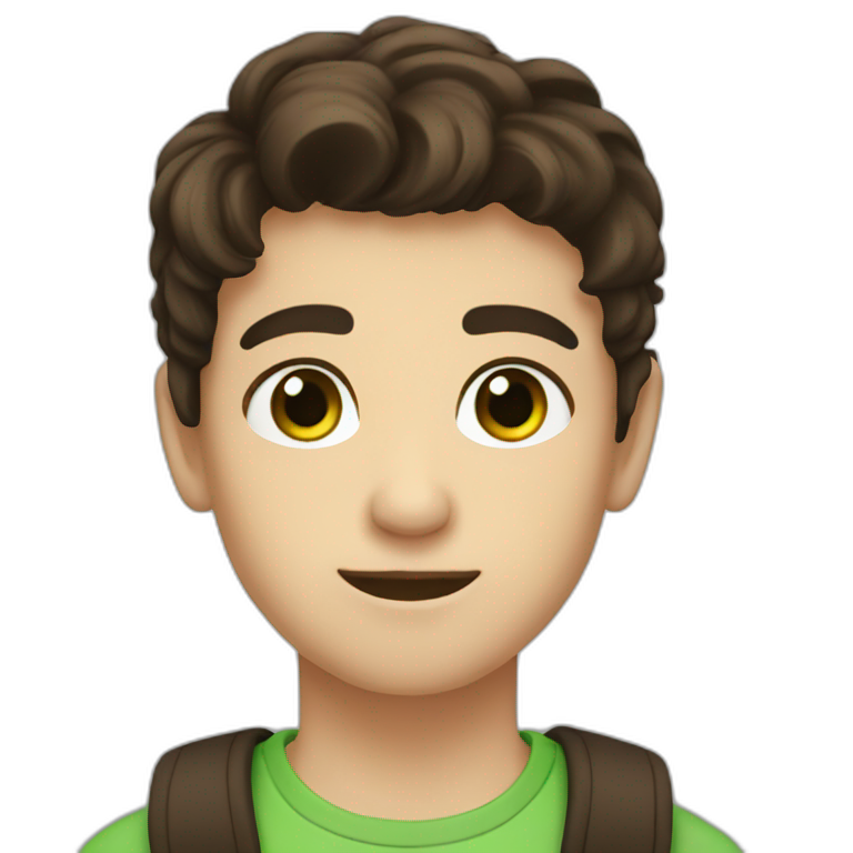 Boy green eyes and dark brown hair  emoji