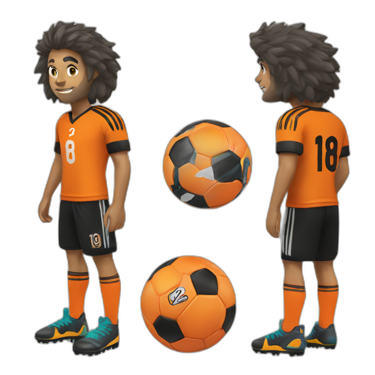 Footballeur loup avec les couleurs orange et noir emoji