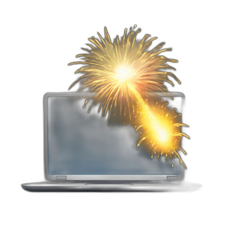 programmer laptop that shoots firework emoji